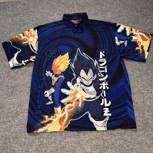 VTG Y2K DRAGONBALL Z ANIME VEGETA SUPER SAIYAN BUTTON UP 2xLARGE SHIRT RARE 2001